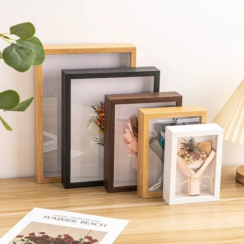 Wooden picture frames,dried flower specimen holder handmade diy handwork display phote frame home decoration,depth 3cm