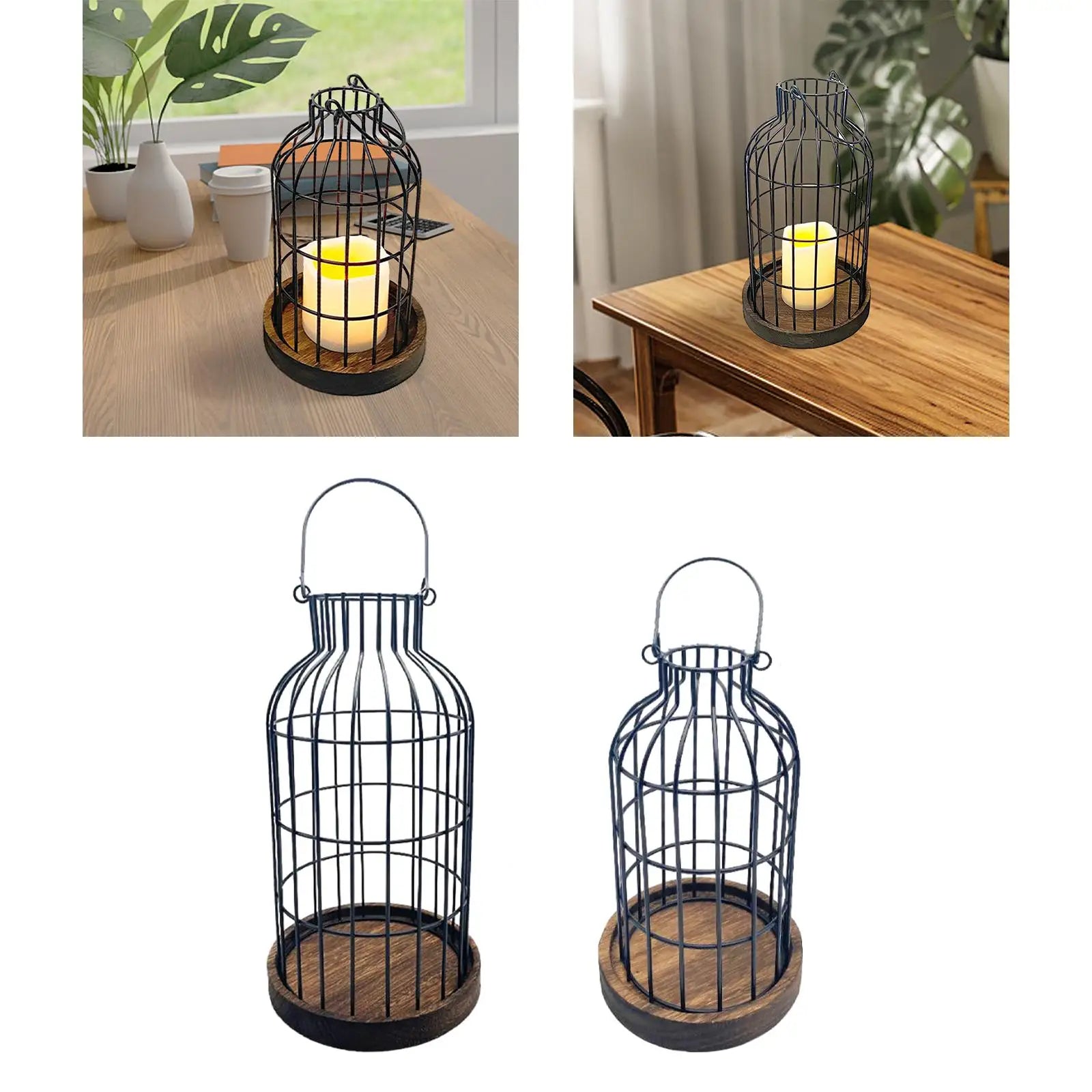 Farmhouse lantern wooden candle holder decorative for kitchen - s