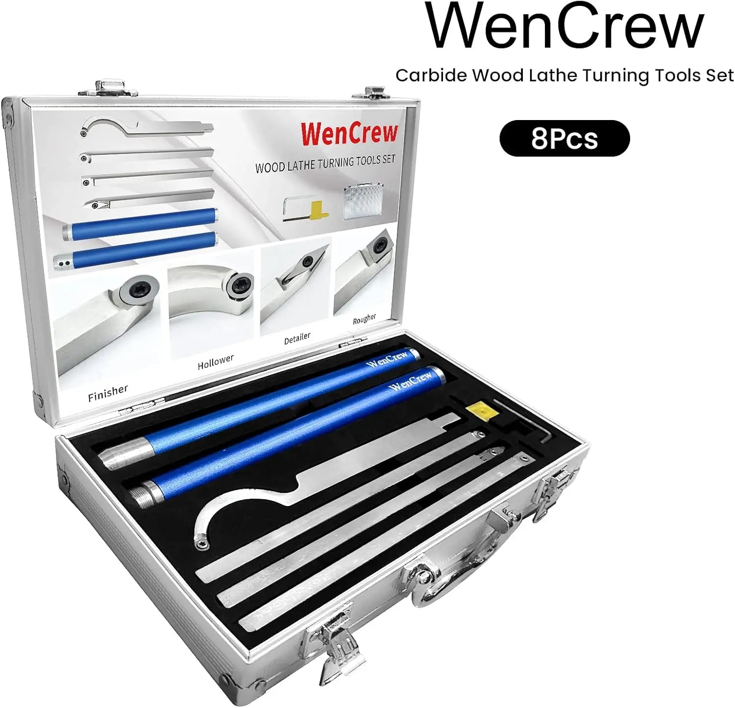 2025 upgrade carbide tipped wood lathe tools set with extendable shafts for woodturning - blue / 8pcs / united states