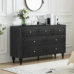 3 drawer fluted dresser for bedroom mid century modern chest of drawers wood storage small organizer livi - black 7