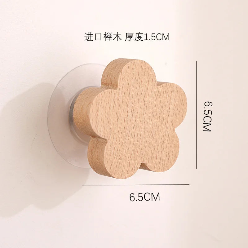 Star moon wooden decoration hooks cute cartoon animal adhesive wall omnipotent key holder for the home and - f