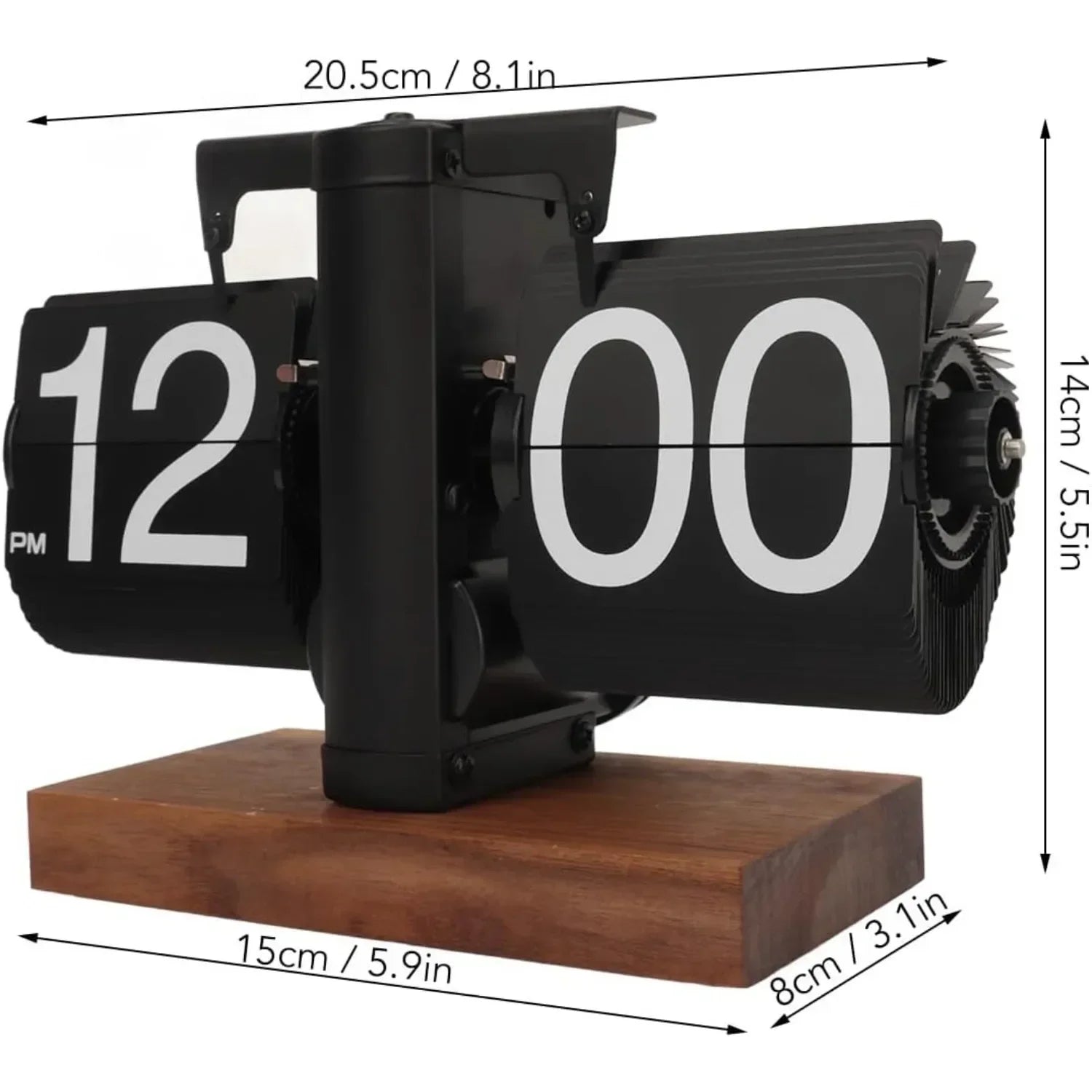 Flip desk clock digital retro with automatic rotating tube battery operated mechanical melting for decoration - united