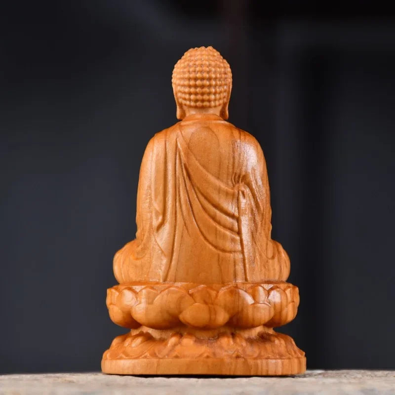 Solid wood statue modern art hand-carved chinese buddha statue home feng shui decoration - religious (buddhist)
