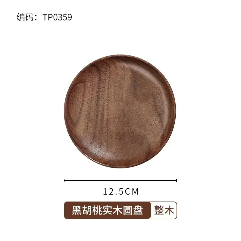Wooden food tray walnut tea deluxe serving home tableware storage accessories coffee dessert snack - b 12.5x12.5x2cm