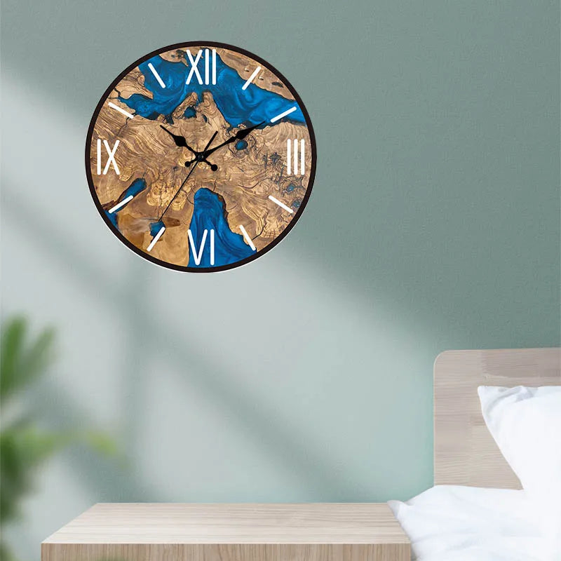 New 12 inches nordic simple acrylic wall clocks wood grain texture clock living room decorative fashion silent - 6