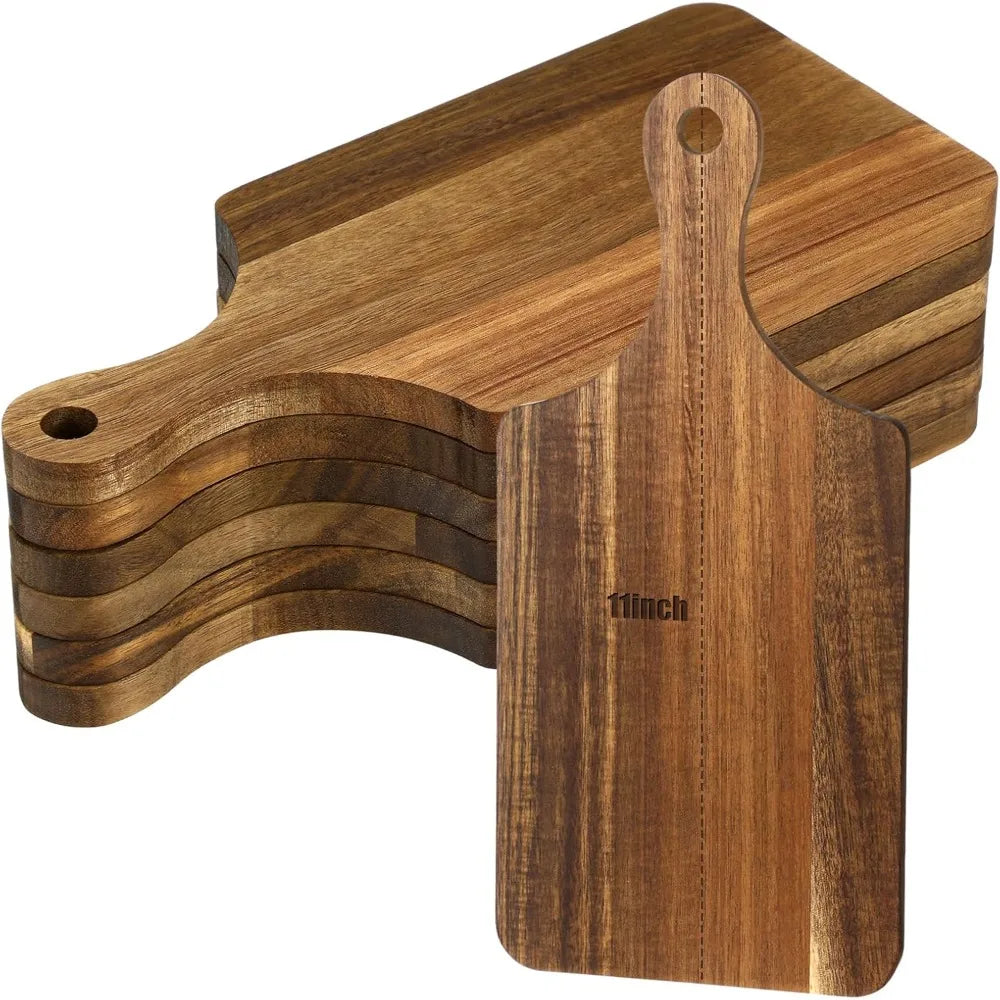 6 pcs cutting board bulk kitchen thicken chopping platter with handles wooden charcuterie serving trays blank wood