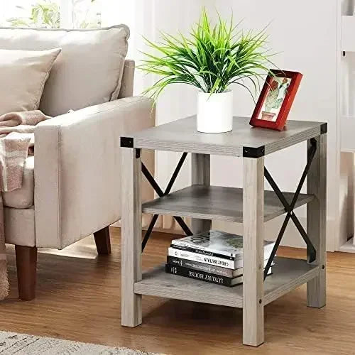 Customizable-farmhouse end tables living room set of 2 side table rectangular nightstand sofa for bedro - united states