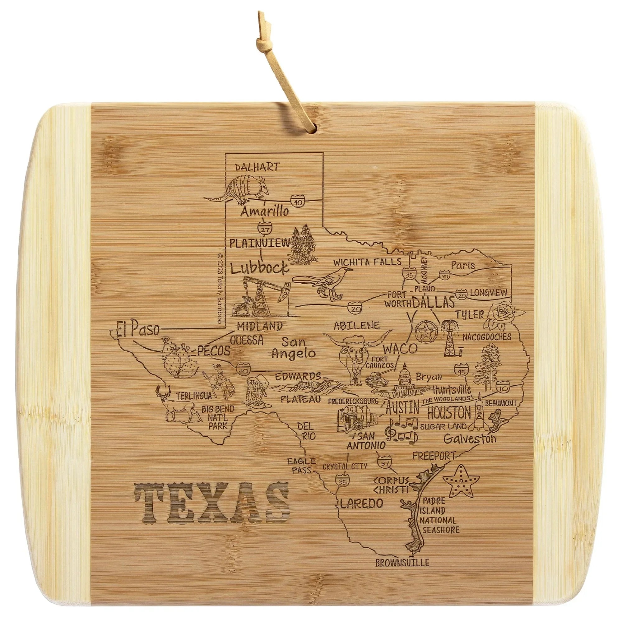 (2 pack) texas state bamboo cutting board. 13x11 inch charcuterie serving platter. Durable lightweight easy clean.