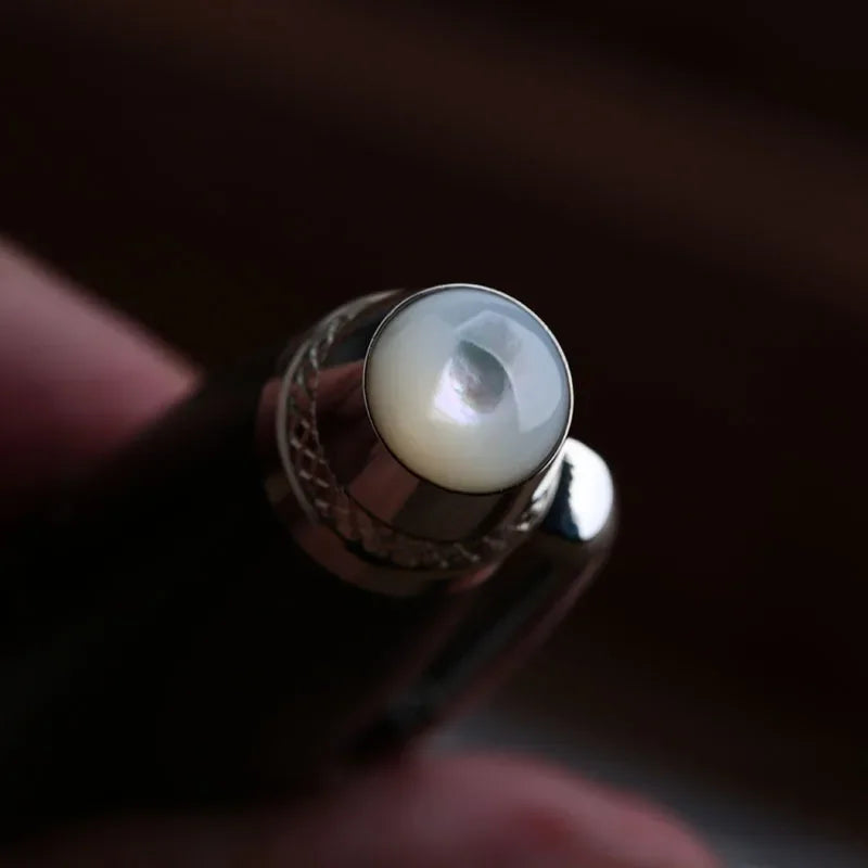 Handmade majohn m1000 wood fountain pen bock nib rivet pearl top office school supplies stationery writing