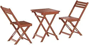 Outdoor folding bistro set with square table and two chairs wooden - straight / united states - chair