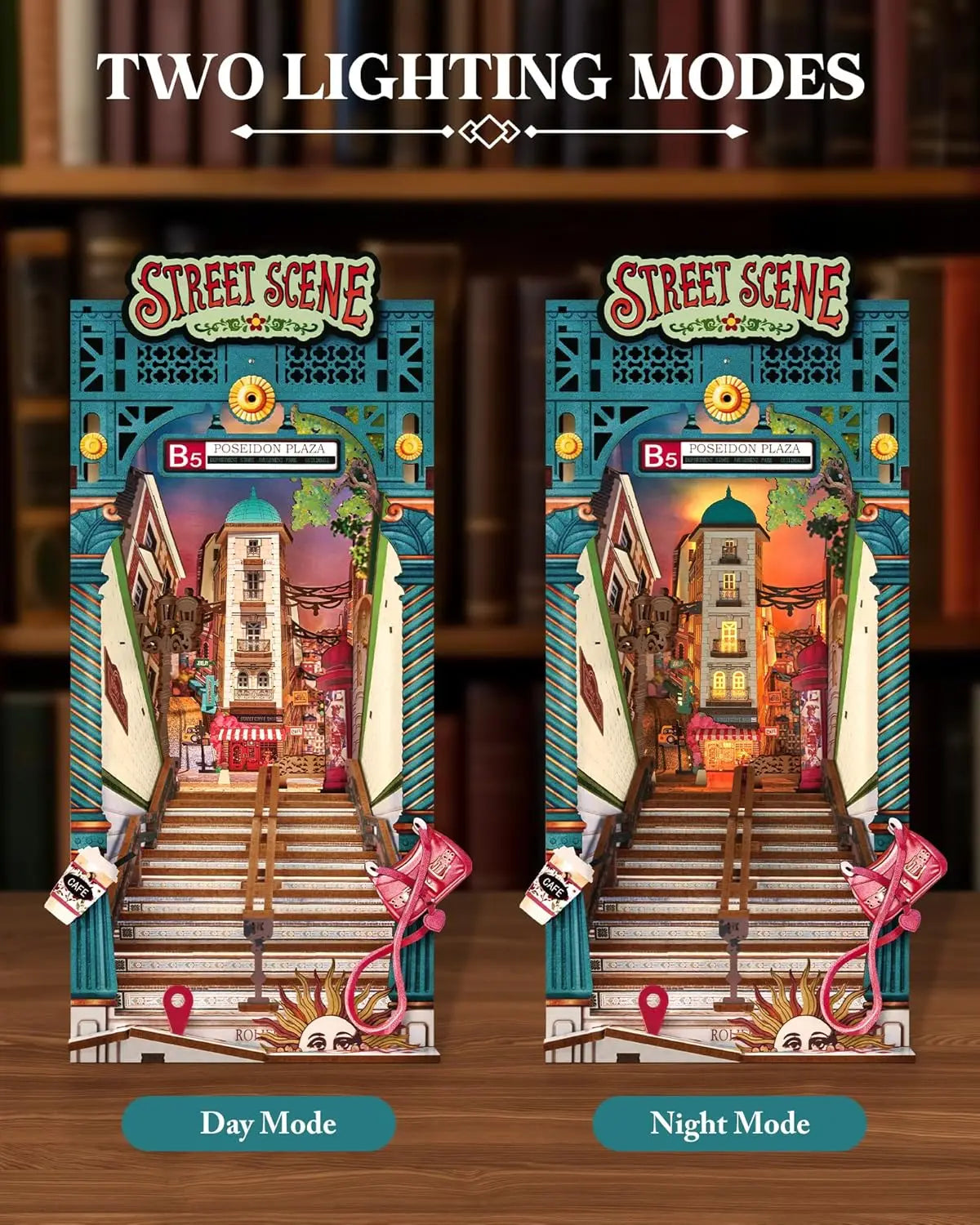 Robotime diy miniature house book nook kits street scene booknook with lights diorama model building kit decor gift