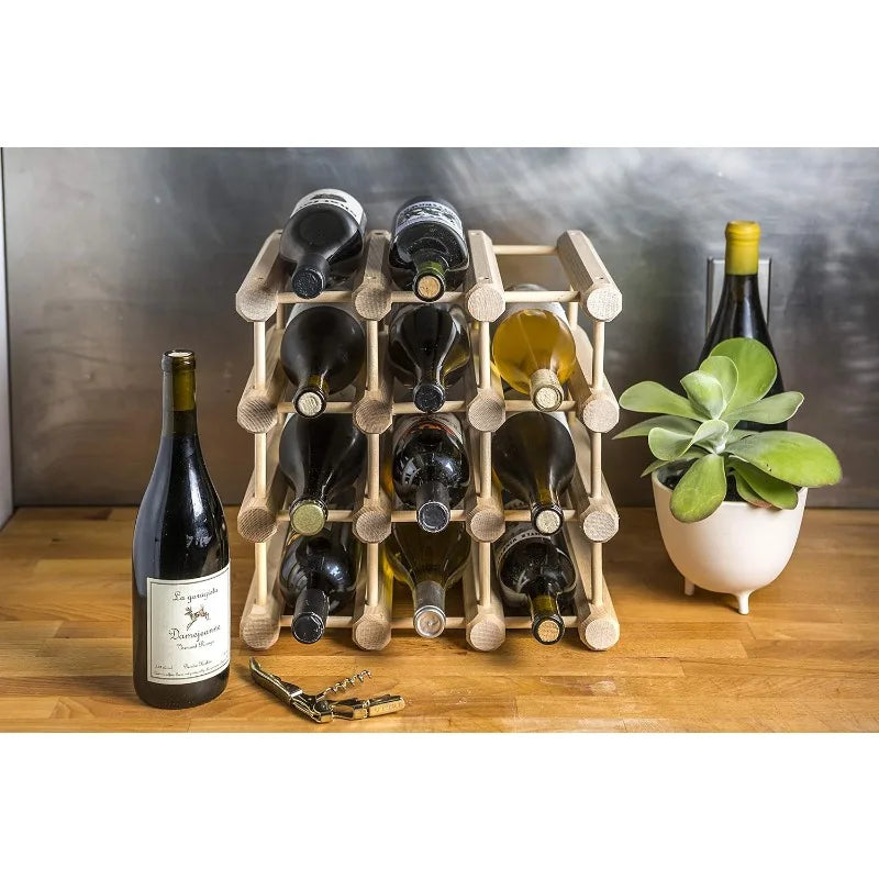 40-bottle wood wine rack stackable storage for cellar/kitchen sturdy modern design with natural pins - united states