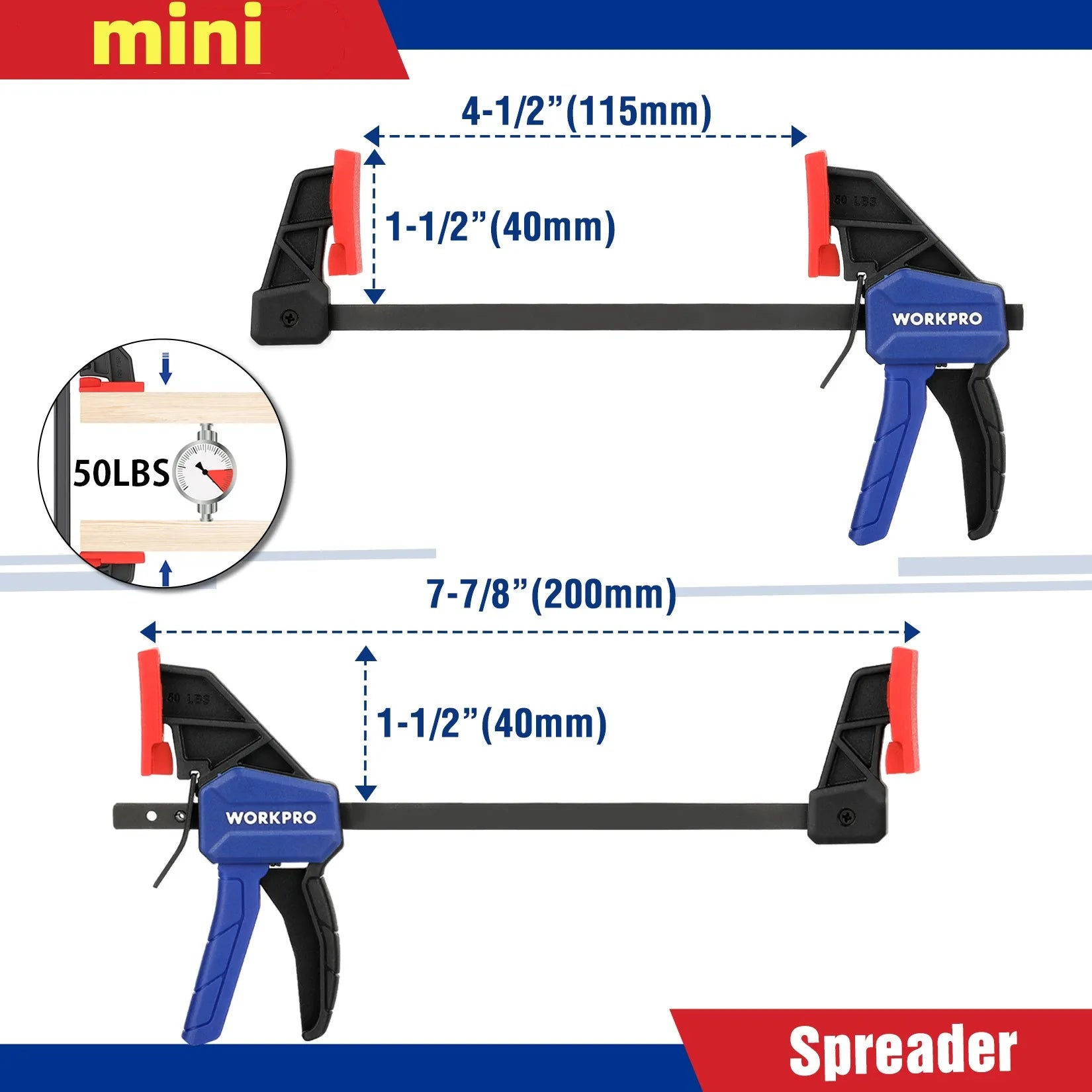 Workpro bar clamps for woodworking one-handed clamp/spreader 6-inch and 12-inch wood set light-duty qui