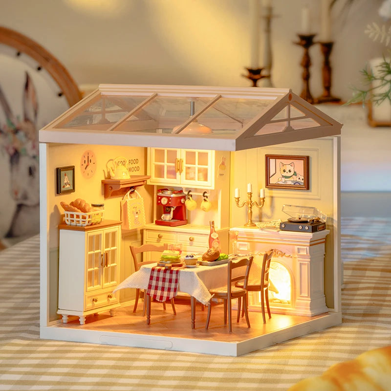 Robotime diy miniature dollhouse kit with accessories model supply store led to build decent birthday gift