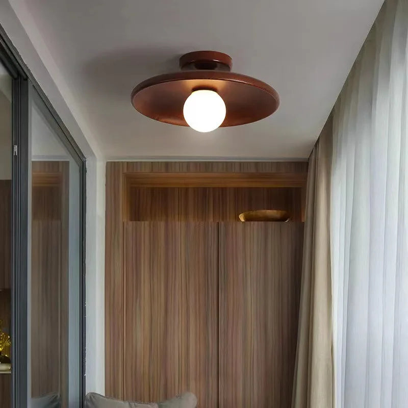 Modern wooden ceiling light log color walnut wood lamps for aisle corridor passway stairs surface lighting g9