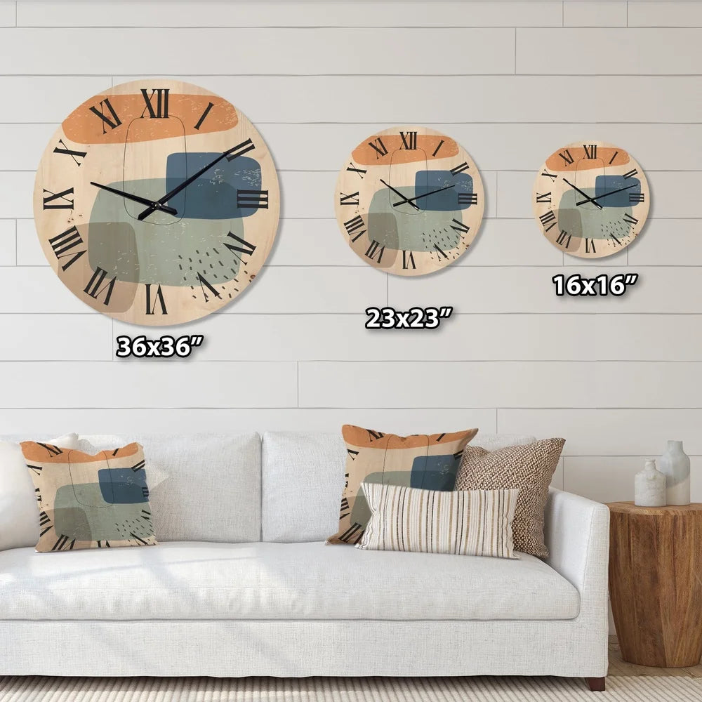 Modern wood wall clock unique geometric organic design 100% natural pine ready to hang home office decor battery