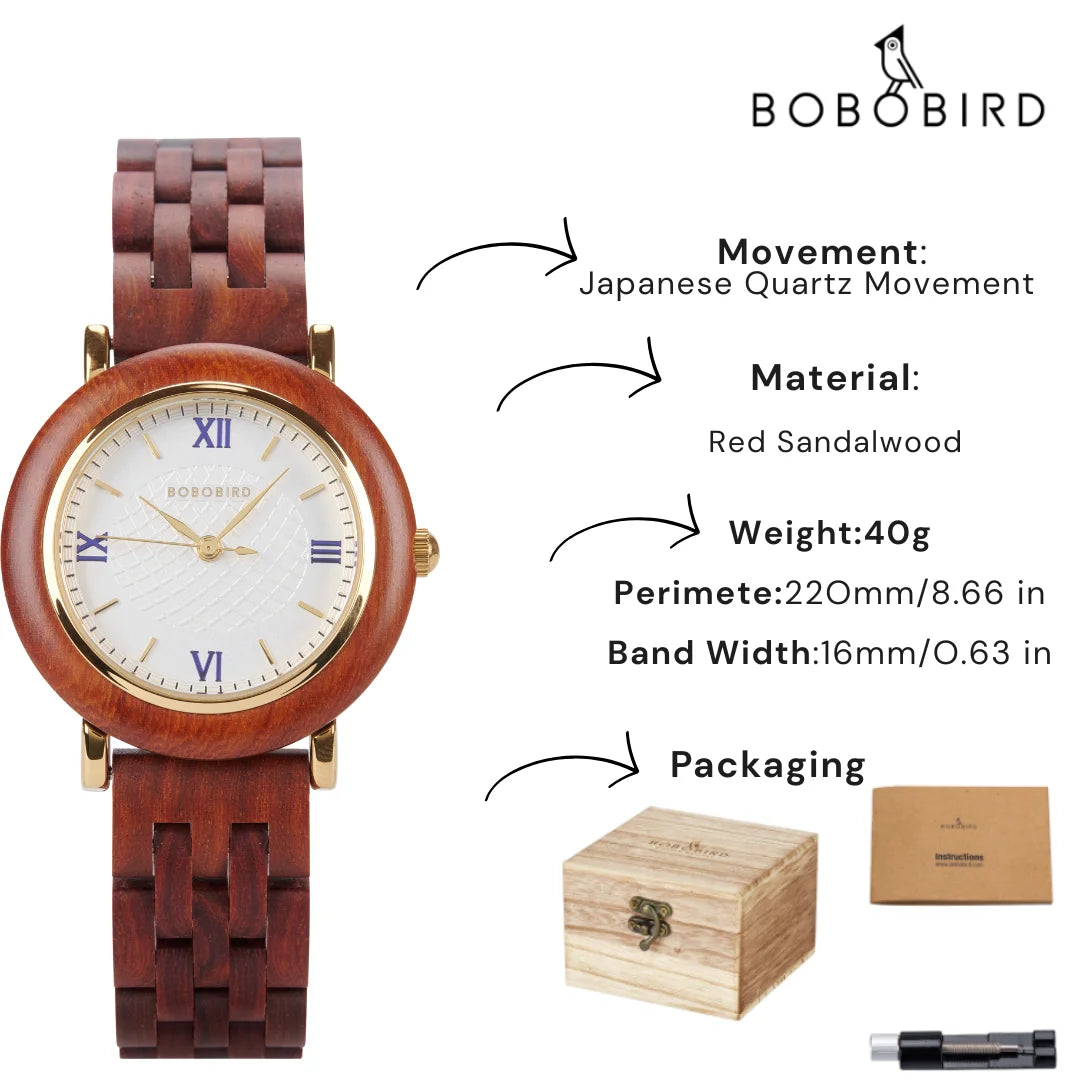 Bobo bird women’s wooden watch 2025 new elegant quartz wristwatch for ladies and girl natural wood timepiece gift