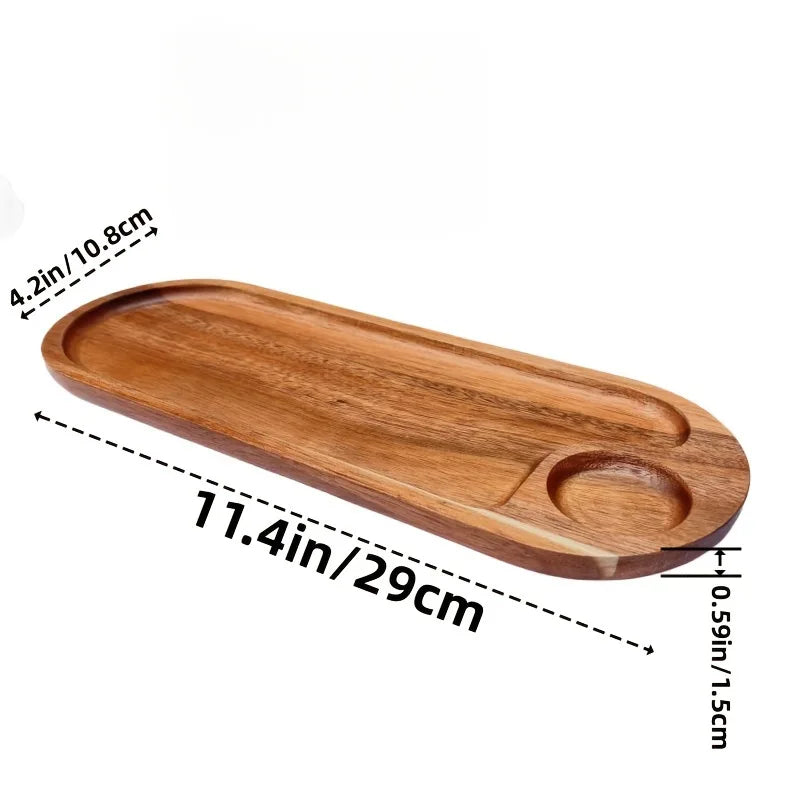 Japanese solid wood fruit plate factory wholesale wooden tray multi-size high-value snack - long oval / 6 inches