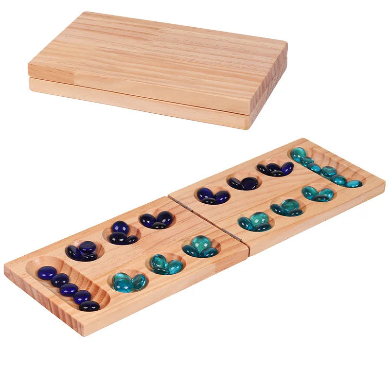 1set foldable mancala board game - fun classic table with wooden for adults & kids