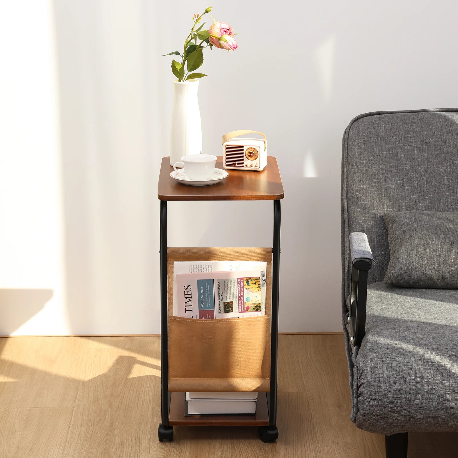 2025 simple coffee table bedside storage rack c-shaped side sofa with 2-tier shelf home living room - united states