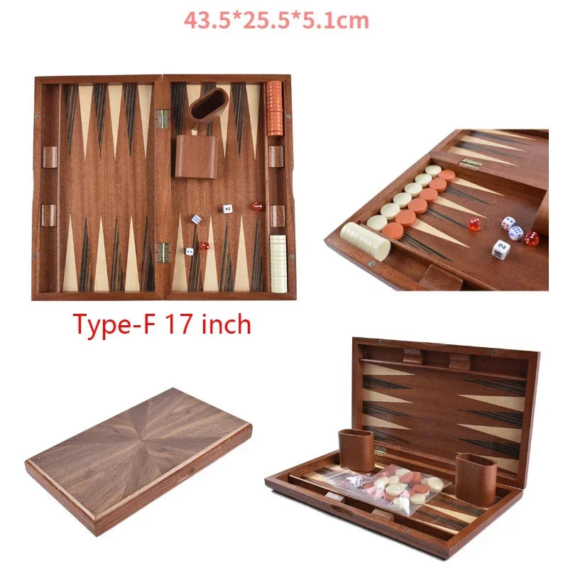 11-17 inch wooden backgammon luxury chess set foldable large board handmade professional family table game gift - 17
