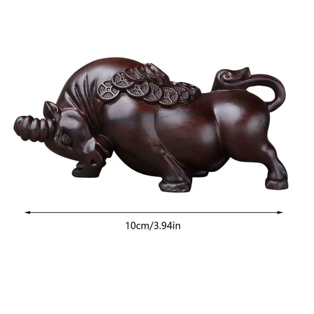 Wooden cow statue ebony wood carving bull ornaments rosewood bullish vivid and lifelike home table decor figurine