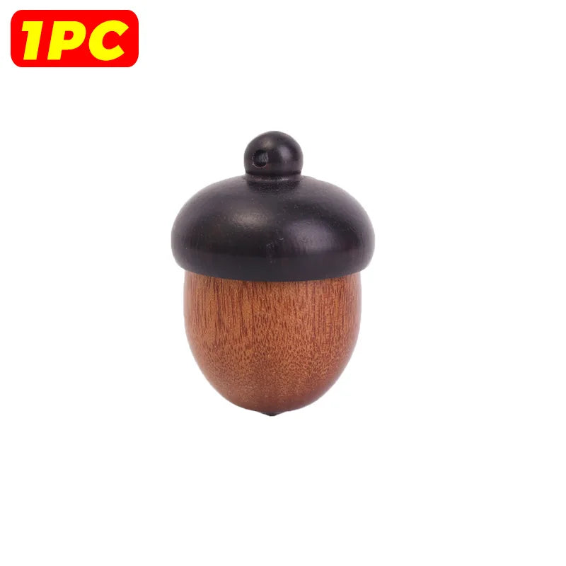 12/1pcs mini solid wood medicine pill box sandalwood pills tablets case portable nut shape storage boxes diy keychain