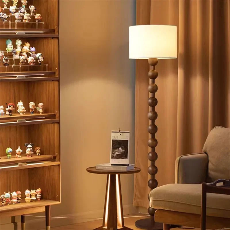 Vintage floor lamp art led fabric wood vertical light for living room bedroom bedside sofa hotel japanese decor