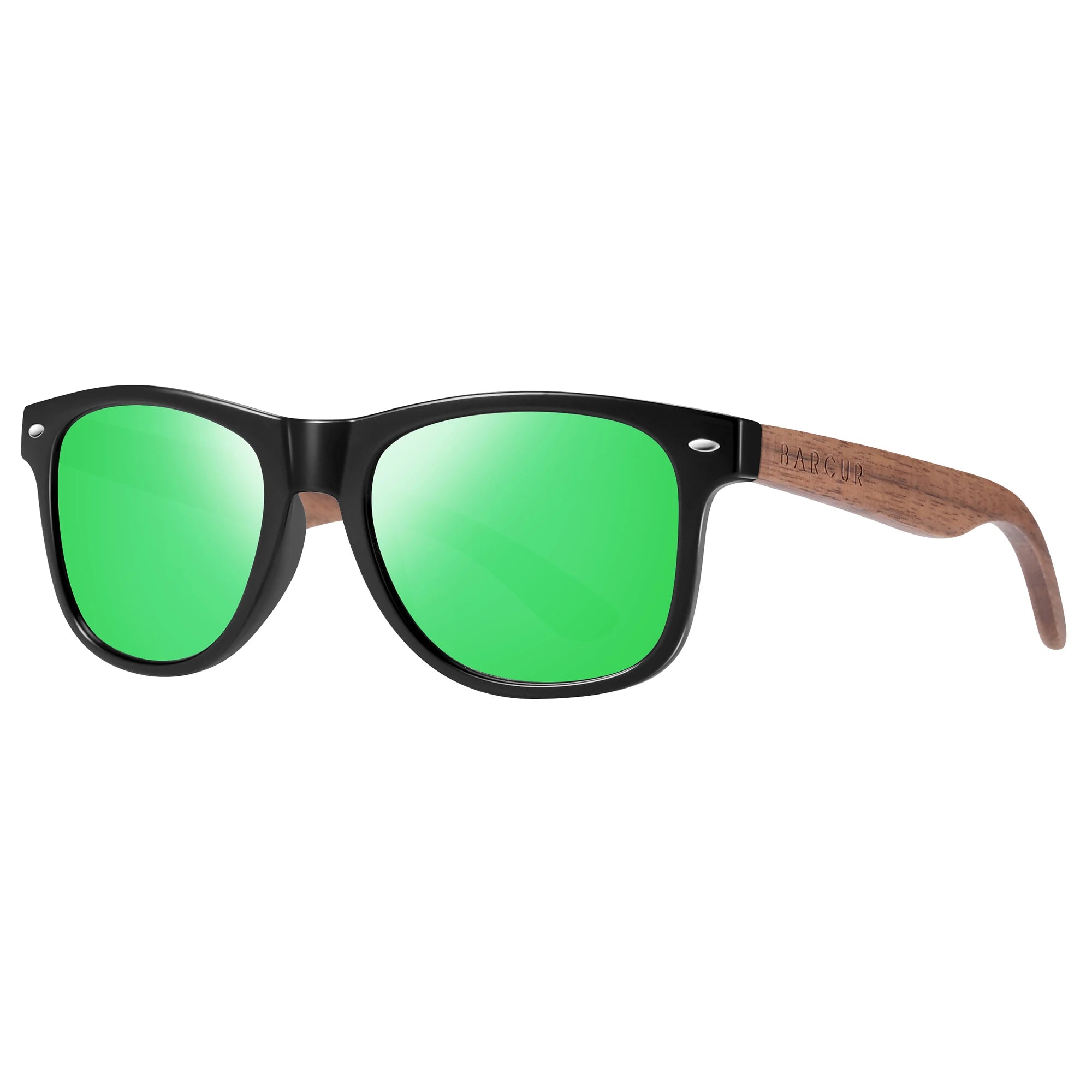 Barcur high quality black walnut sunglasses anti-reflecti men women mirror sun glasses male uv400 wooden sunglass