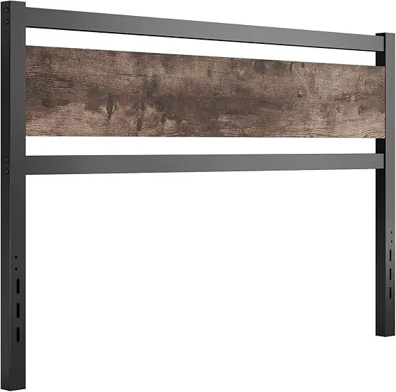 Rustic wooden headboard with metal slats for sturdy support easy assembly available in twin xl queen king sizes