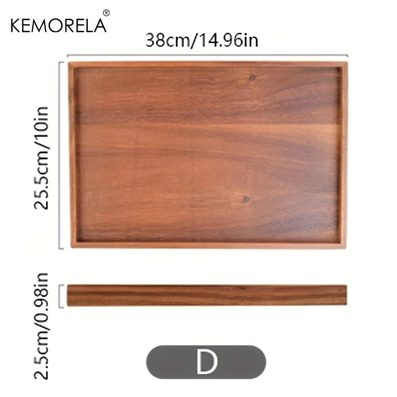 1pcs retro wooden rectangular storage trays hotel dessert dinner tea food tableware serving tray home kitchen - d