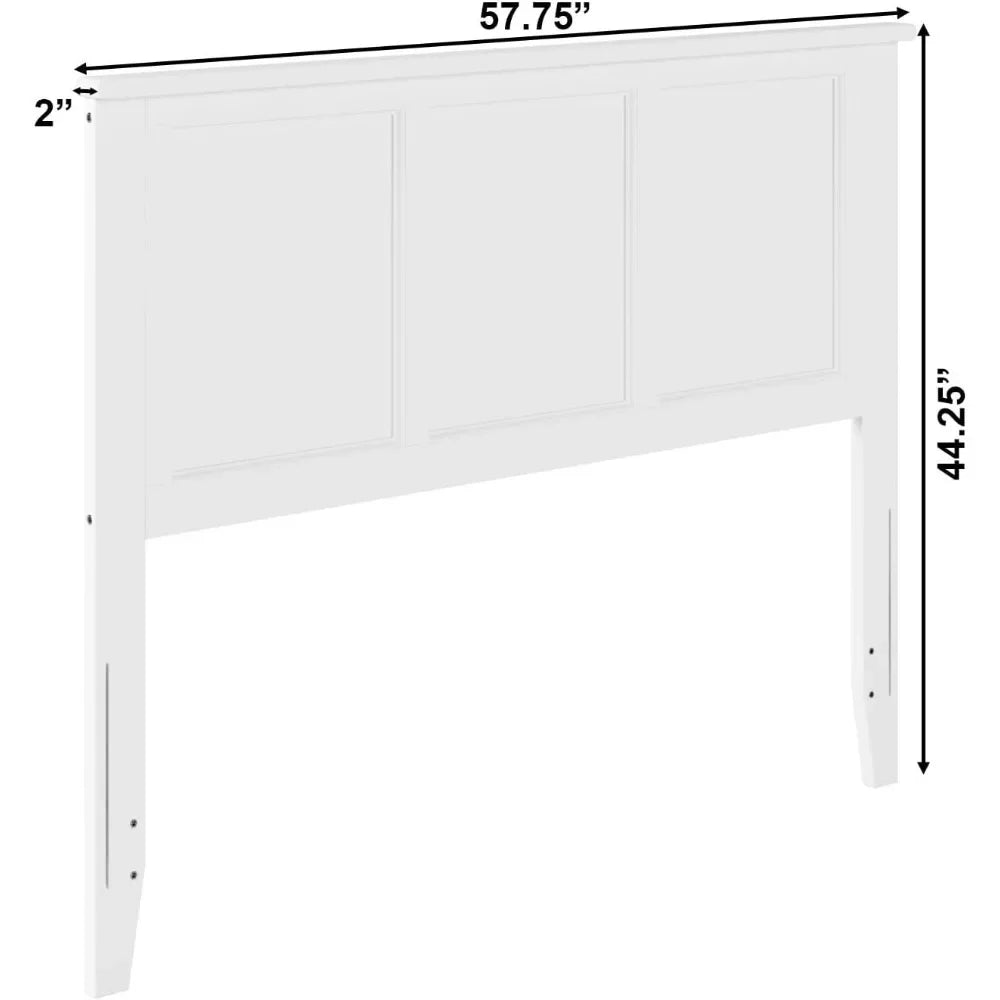 Madison full solid wood panel headboard with attachable charger white - united states