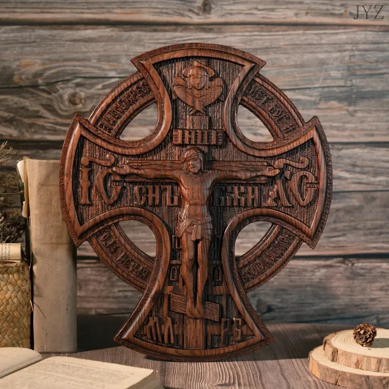 Wood cross home holy statues jesus christ crucified church icon religious statue - (christian)