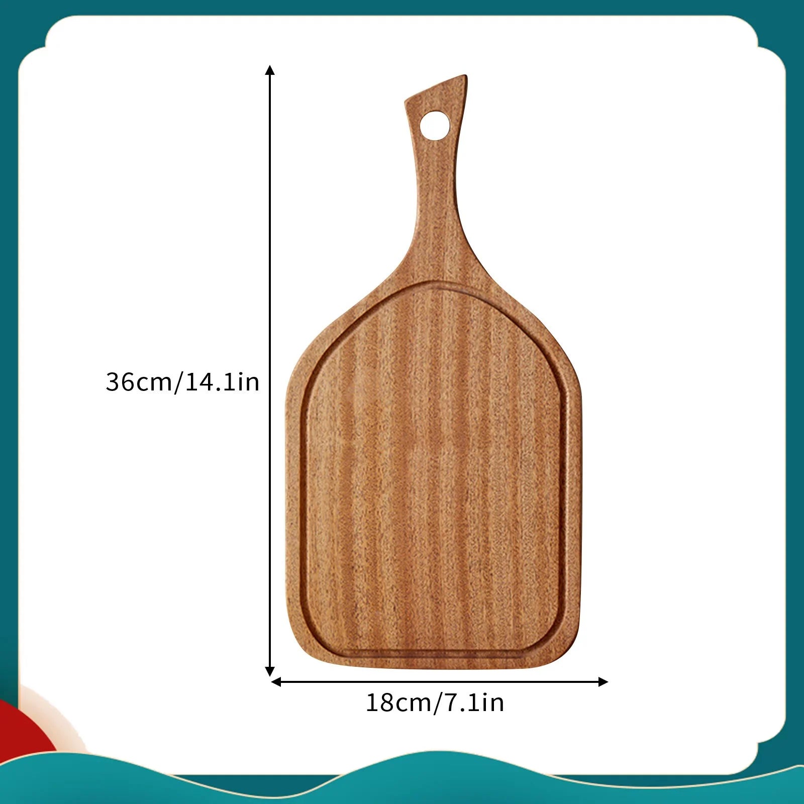 Carved wooden cutting board fruit water cup children’s dining plate steak - 36x18x2cm / one size