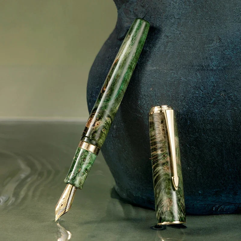 Smooth hongdian a7 stable wood unique texture fountain pen no.6 blade f/m nib business student writing gift