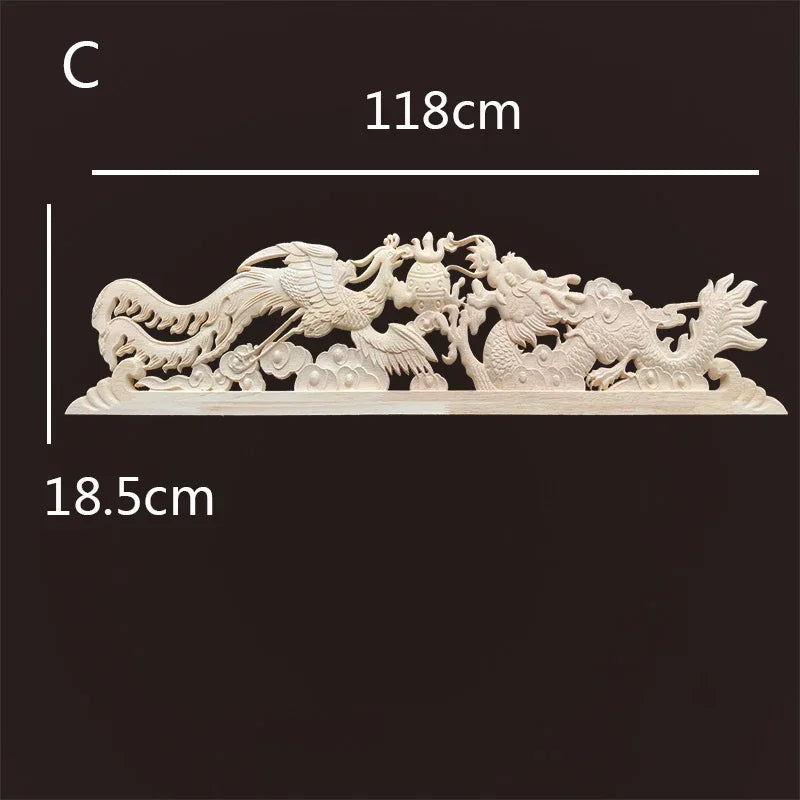 Chinese dragon wood carving onlays and appliques home decorations accessories antique moulding decals for furniture