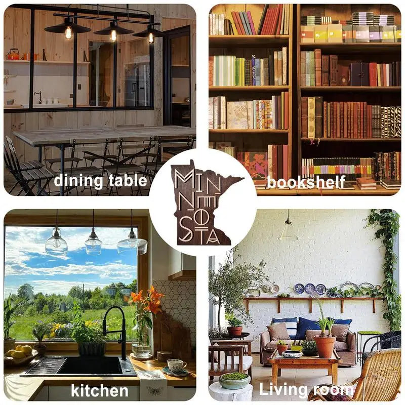 Rustic wood sign map cutout state shaped wall art us decoration pediments 3d ornament for homesick