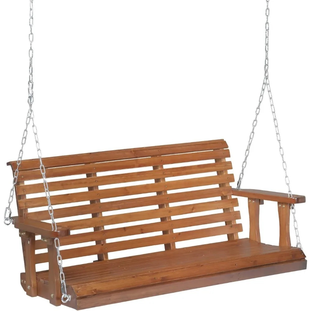 4.5 ft outdoor porch swing upgraded xl size seat depth & back height wooden patio heavy duty 880 lbs front hanging swin