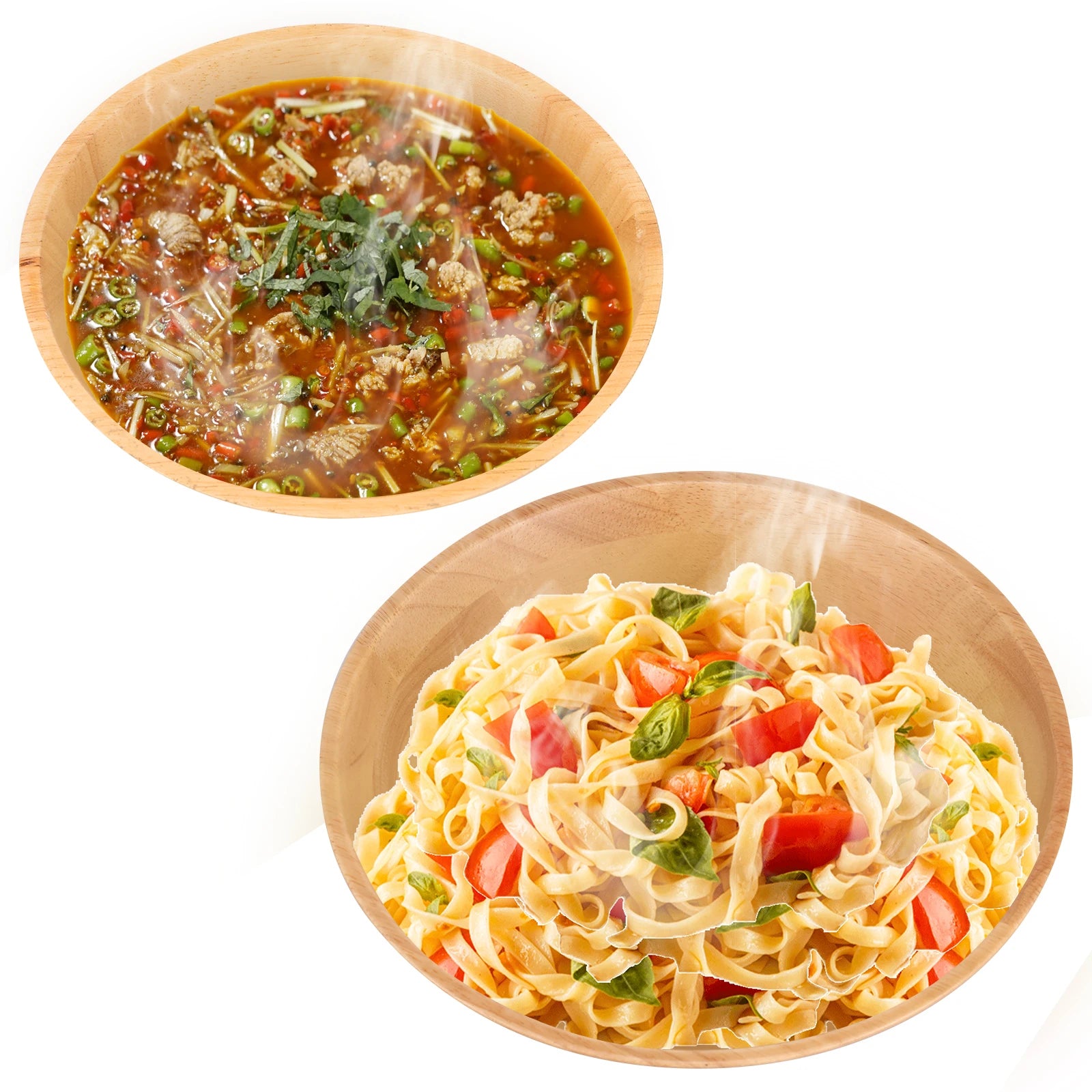 Japanese wooden bowls salad bowl multipurpose soup solid wood retro medium and large noodles pasta ramen - 2pcs / china