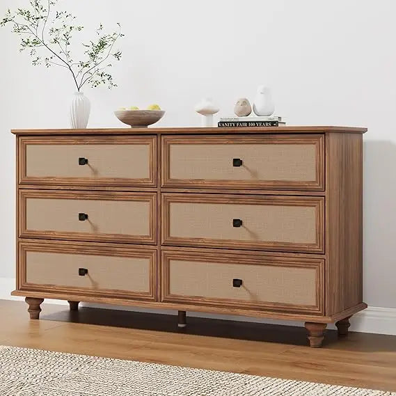 6 drawer dresser for bedroom mid century modern wide wood rustic chest of drawers wooden storage organizer dressers