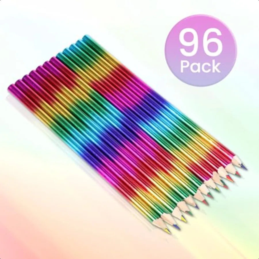 96 pieces rainbow color pencils 4 in 1 wooden colored multi pencil for home office school class - united states