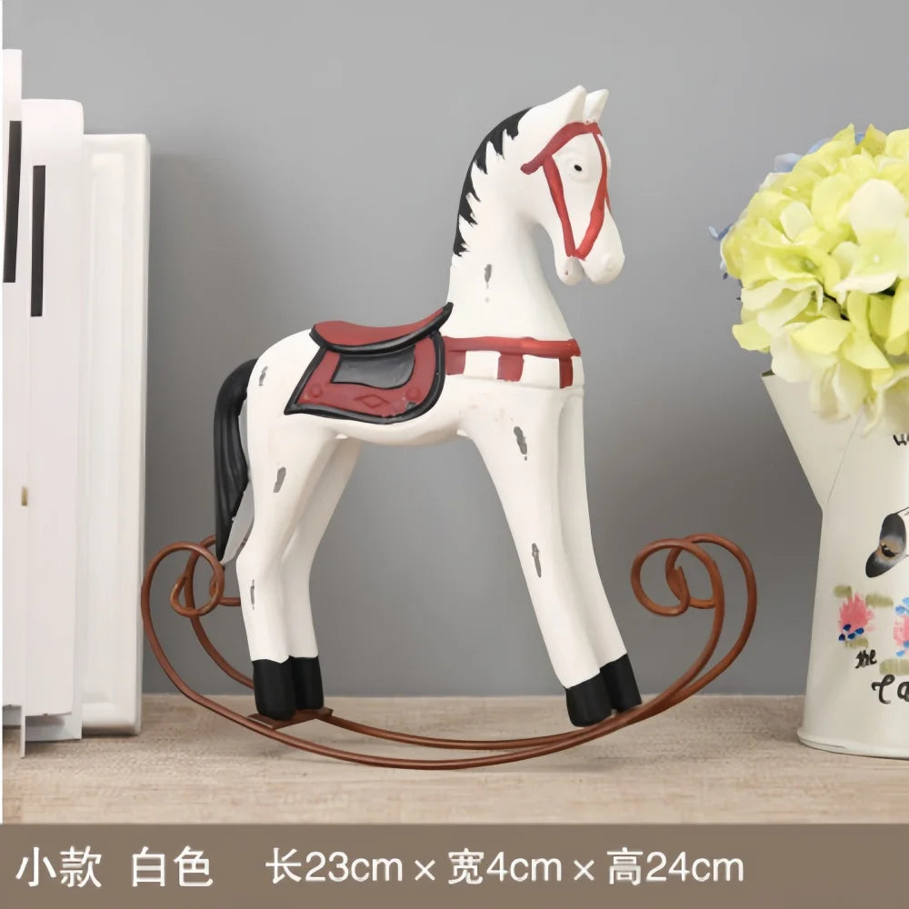 Christmas decorations creative carving wooden rocking horse retro shaking sculpture home table decor ornaments prop