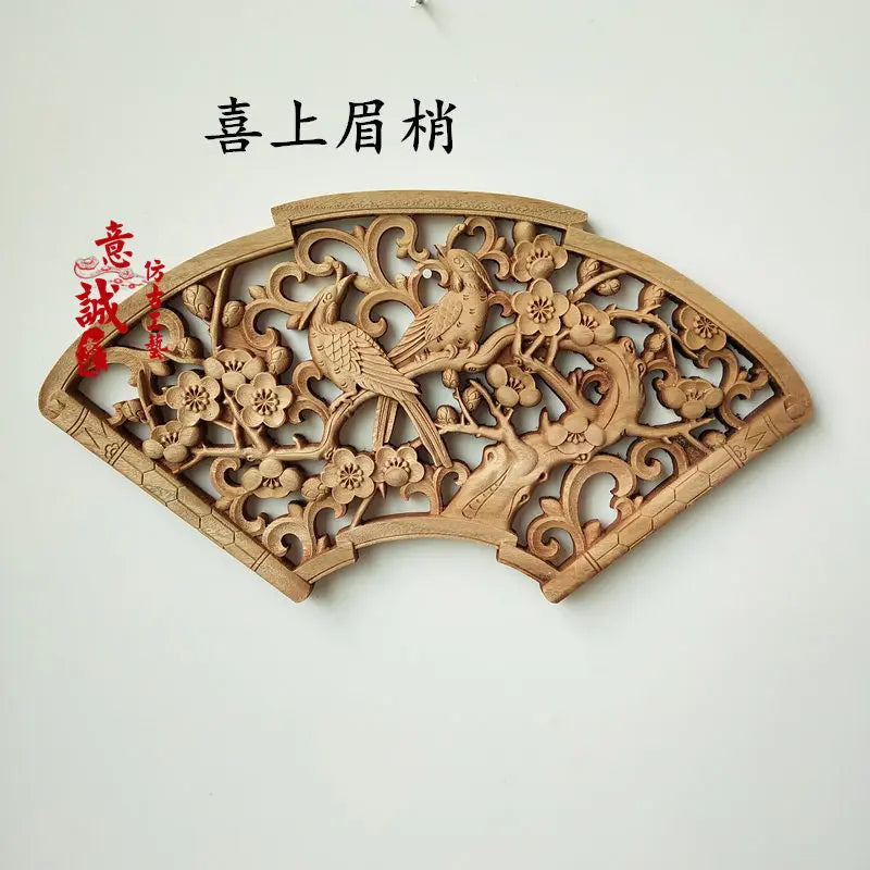 Traditional chinese woodcarving wall hanging camphor wood 3d exquisite dragon phoenix flower carving craft home