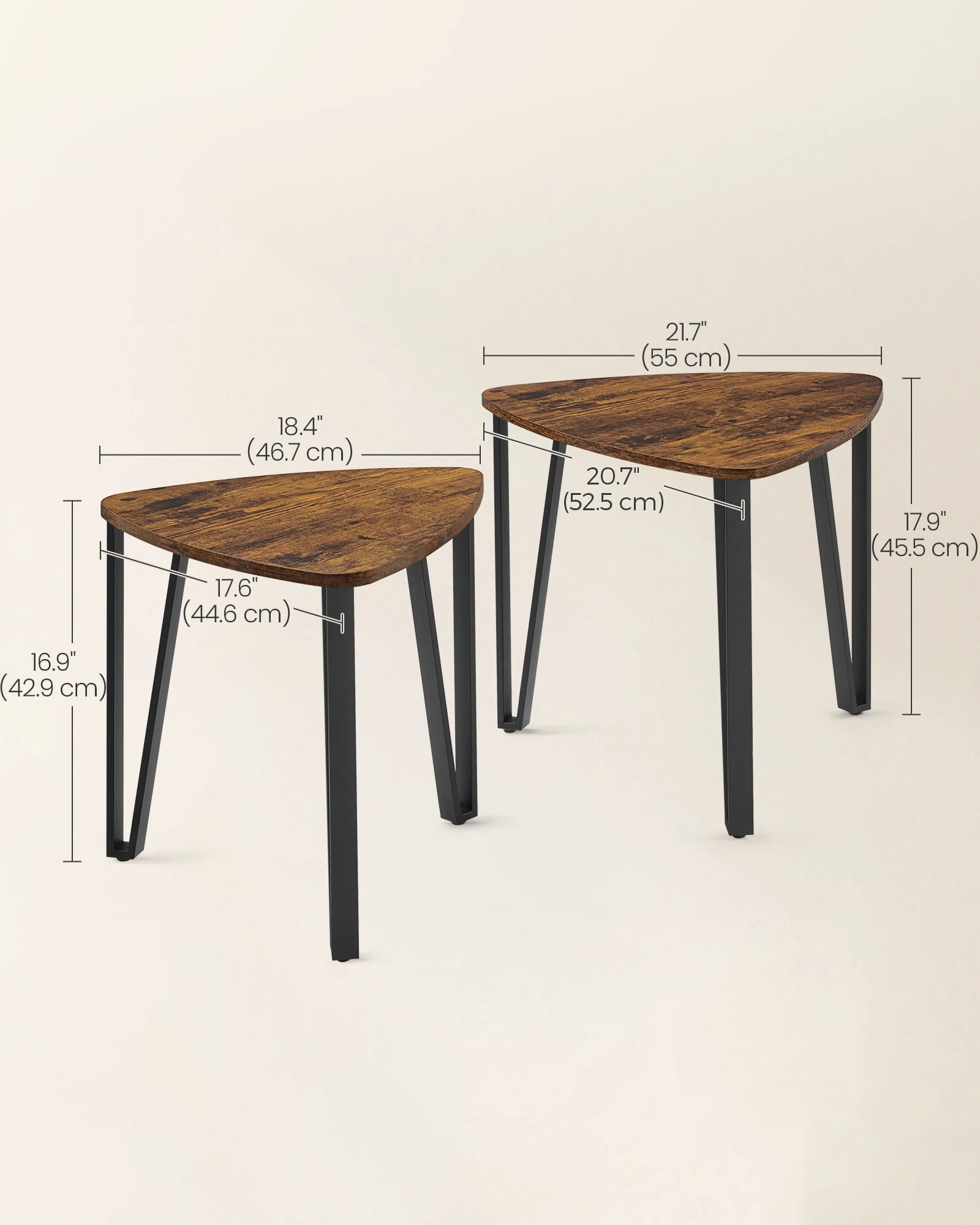 Vasagle nesting coffee tables end set of 2 for living room bedroom industrial small stacking side - black / united