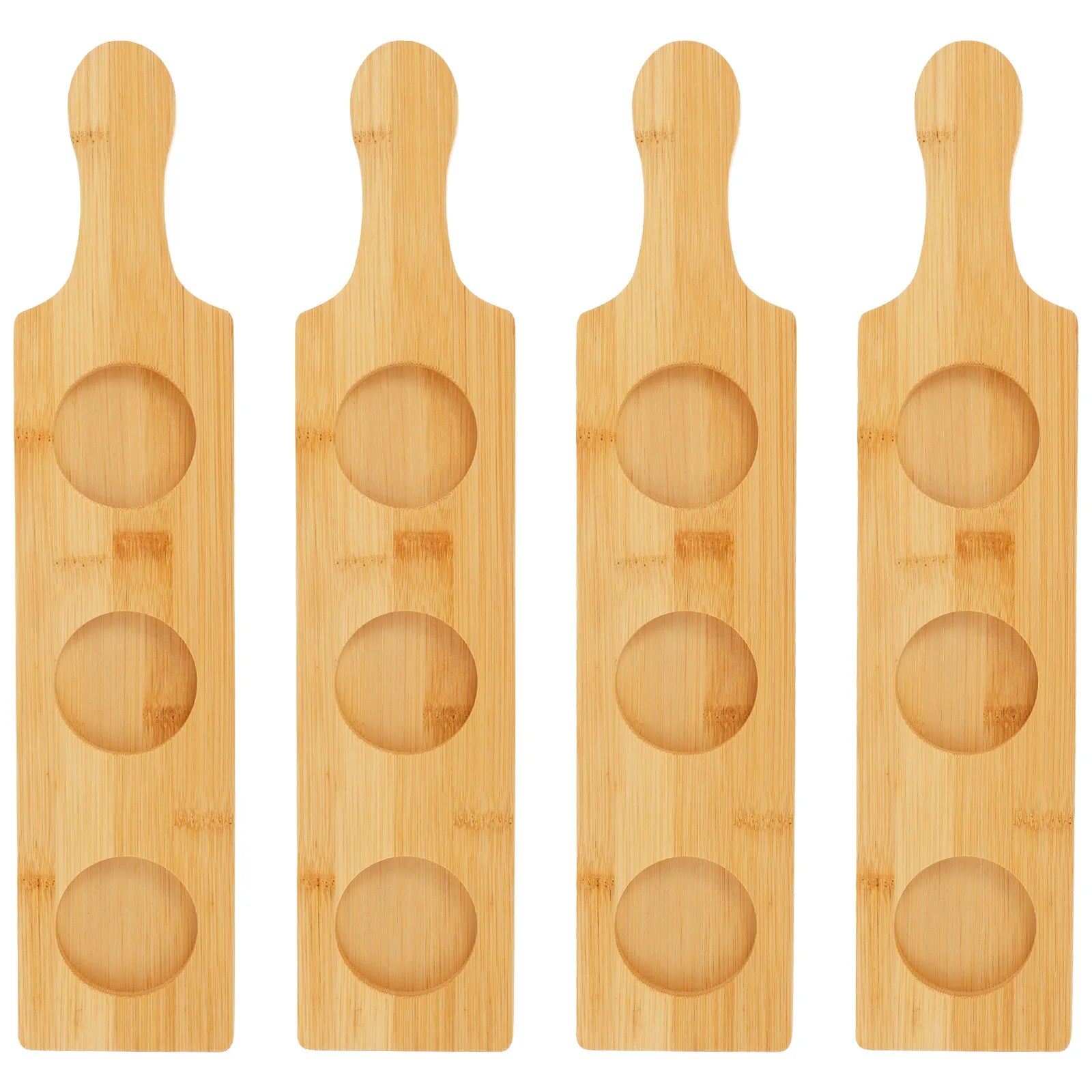 Wood wine tasting tray versatile sturdy flight board serving display rack for bar brewery party easy to clean - 4pcs