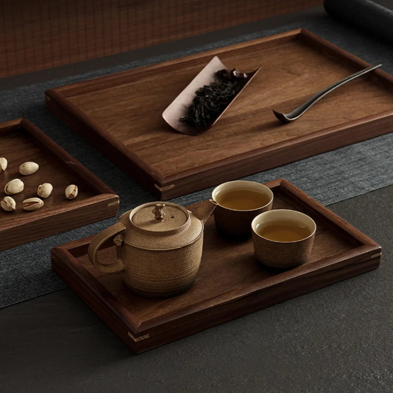 Japanese walnut tea ceremony wooden tray solid wood dry brewing home decoration high-end dessert dinner plate