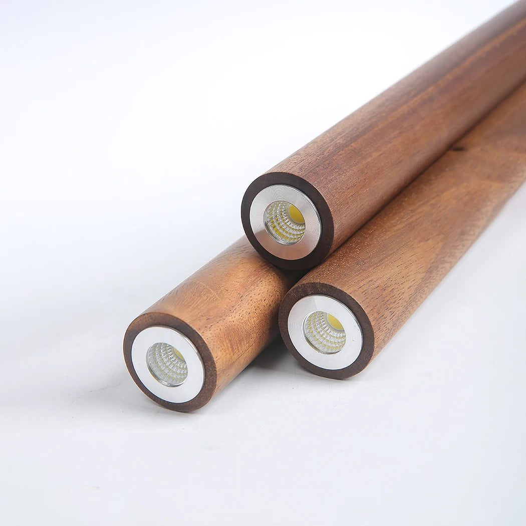 Simple wood lamp bedside pendant lights dining room hanging restaurant living decor walnut light led indoor lighting