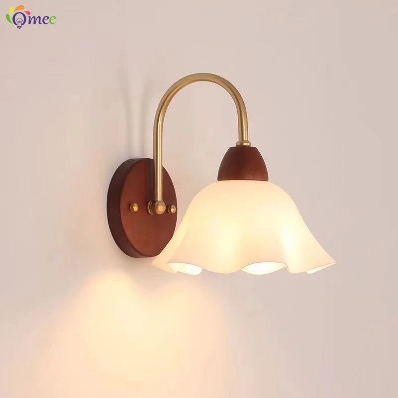 Modern indoor wall light lamp suitable for bedroom bedside living room home decor fixture wooden vintage led lamps