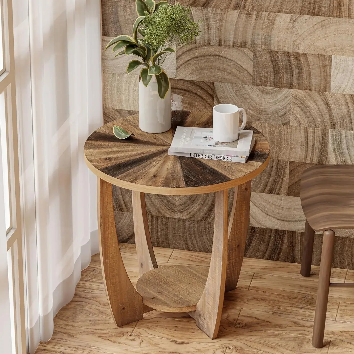 Rustic farmhouse end table french country accent side for family dinning or living room small spaces storage shelf