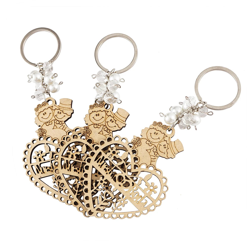 12pcs baptism nuestra boda heart wood keychain recuerdos de wedding shower favor - united states - key chain